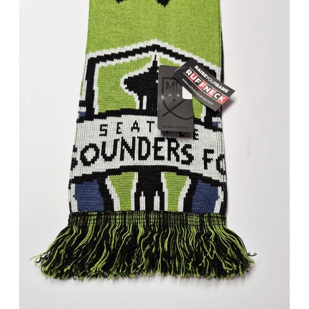 NWT Seattle Sounders FC Ruffneck Scarf MLS Checkered Skyline Green Black Soccer